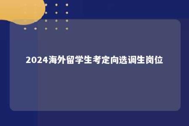 2024海外留学生考定向选调生岗位 留学生定向选调公务员